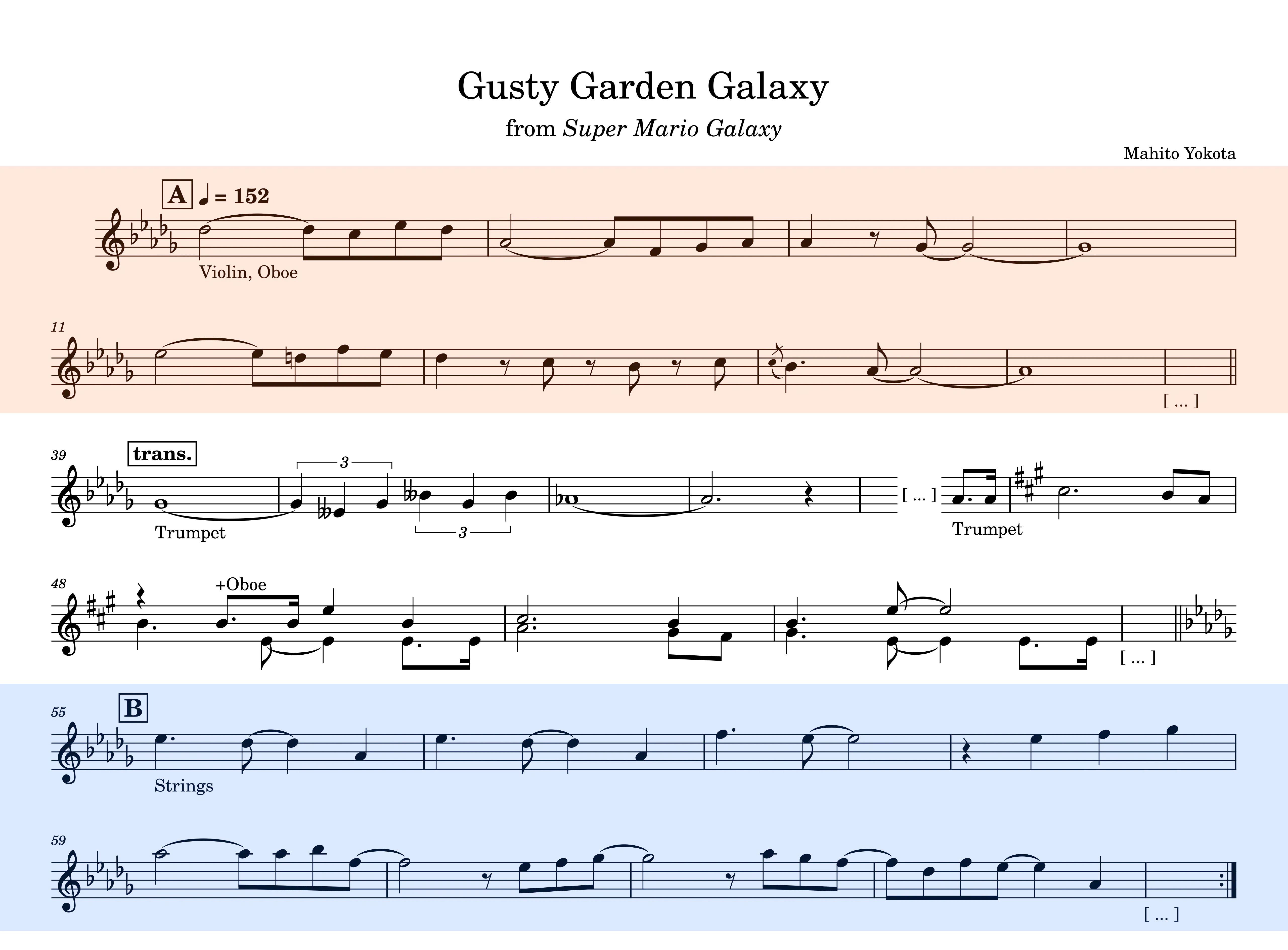 Example 6. Excerpts from Mahito Yokota, “Gusty Garden Galaxy” from Super Mario Galaxy.