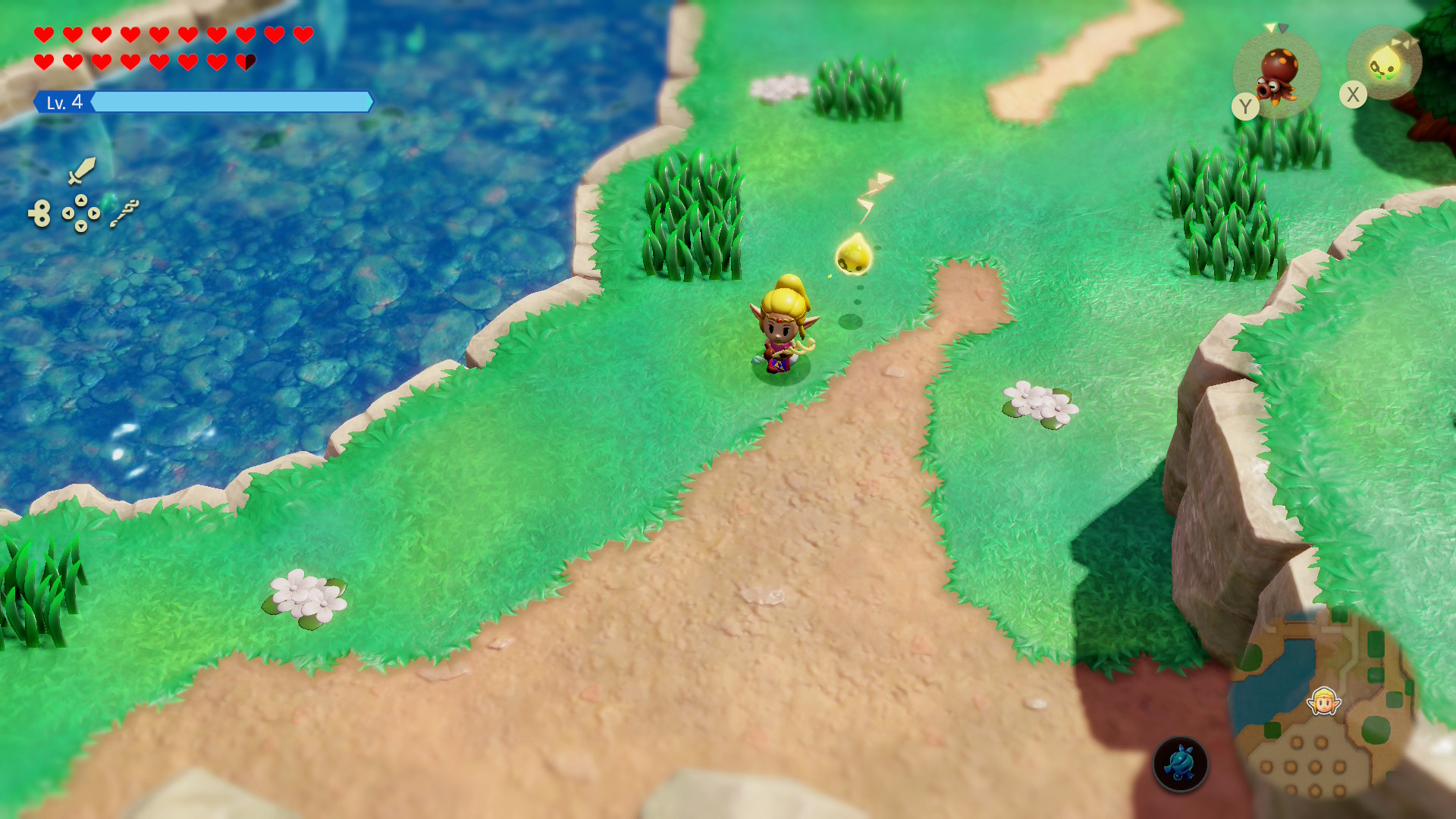Figure 4. Zelda and her sidekick Tri traverse the overworld in Echoes of Wisdom.