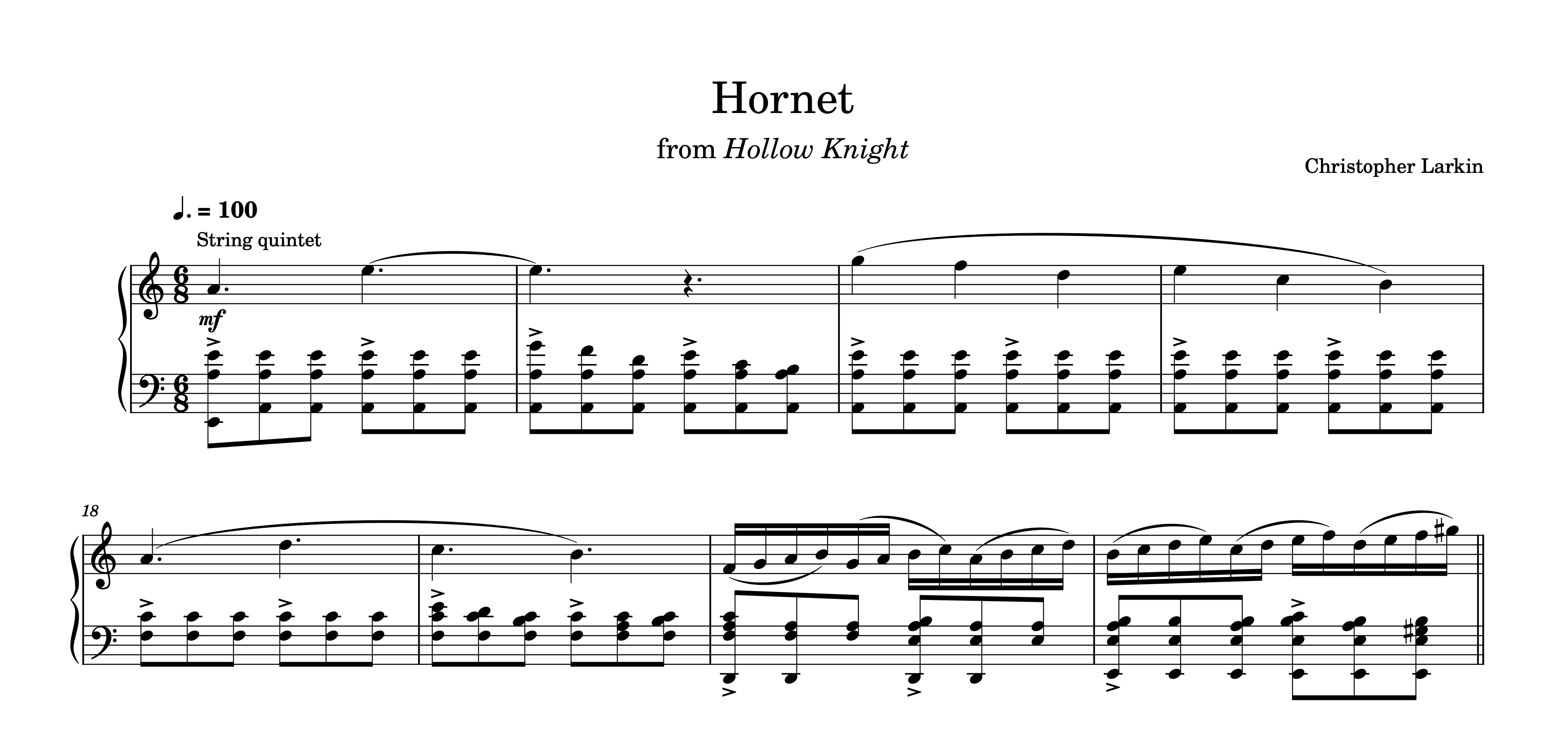 Example 5. Measures 14–21 of Hornet’s battle theme.