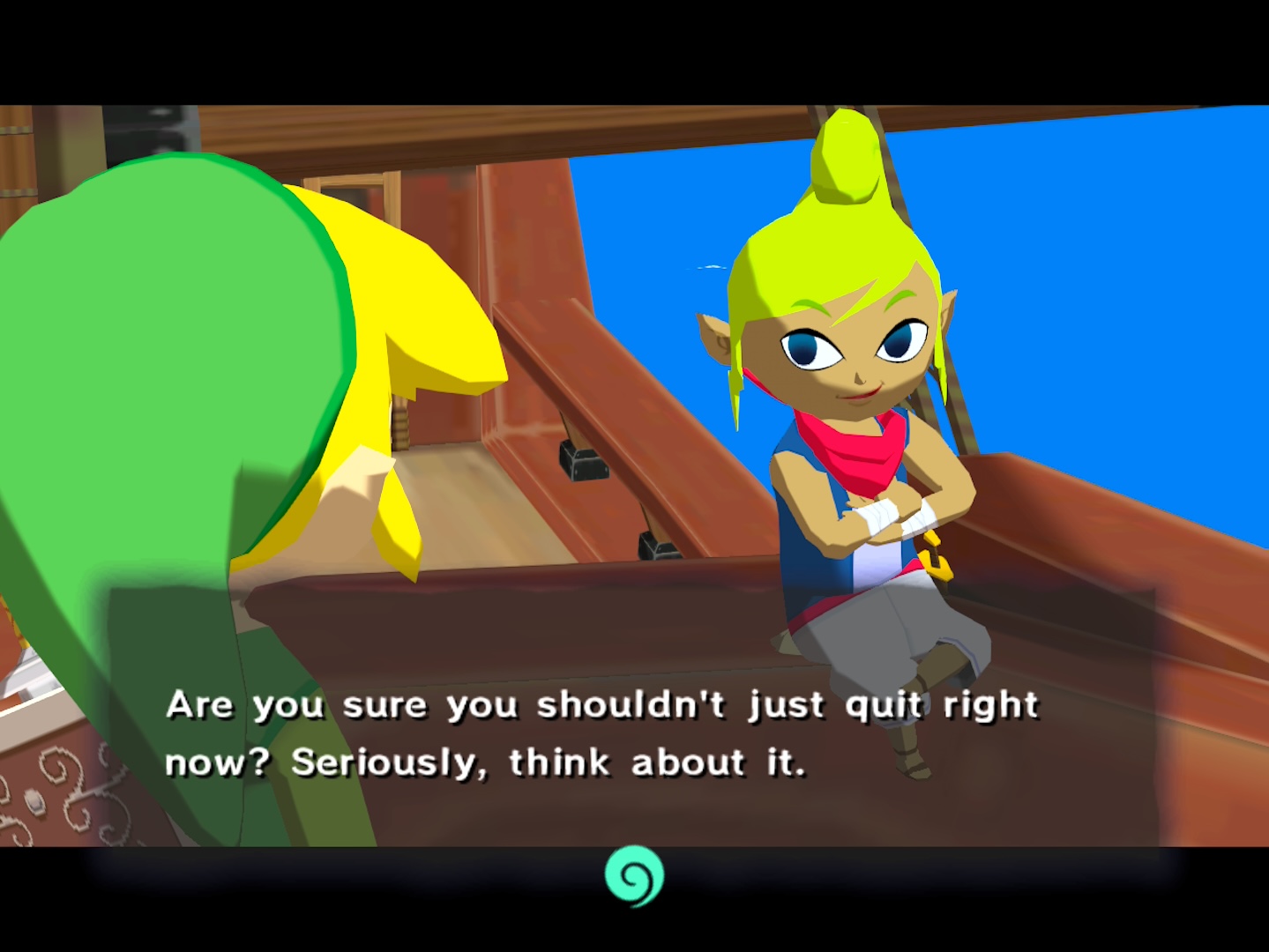 Figure 3. Tetra questions whether Link is prepared for a swashbuckling adventure.