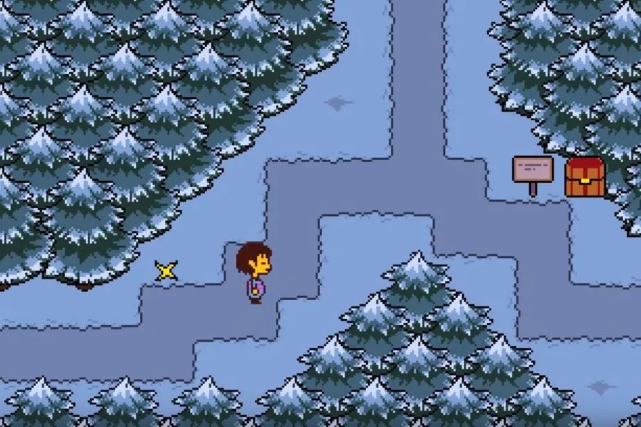 Frisk walks through Snowdin Forest